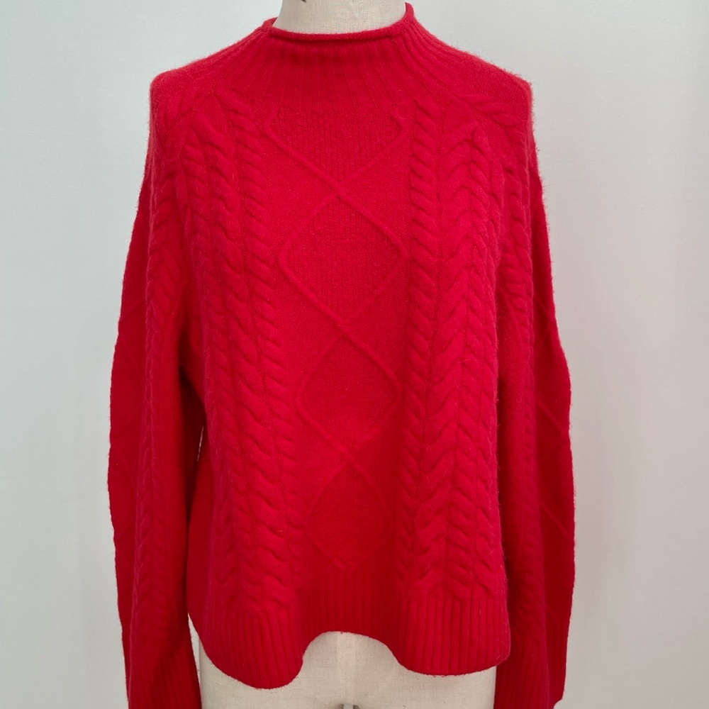 J. Crew Vibrant Red Cable Knit Sweater